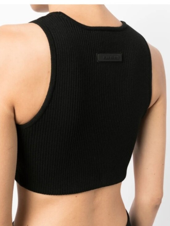 Fear of God Tops - Fear of God Essentials logo-patch ribbed Knit crop top Black Like New
